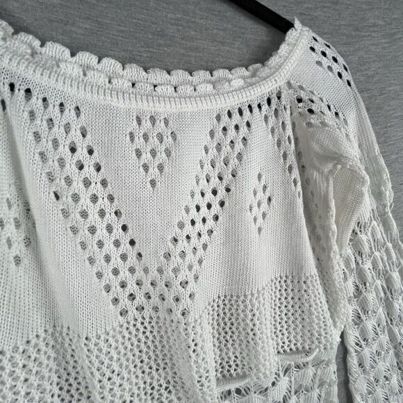Crochet Women’s Blouse Small Beach Boho Bell Sleeve - Picture 3 of 11